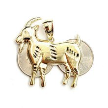 Load image into Gallery viewer, New 10k yellow Gold Goat Pendant charm diamond cut animal fine gift jewelry 6.4g
