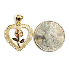 Load image into Gallery viewer, New 14k 3 color solid Gold heart rose flower Pendant charm fine love jewelry 2g
