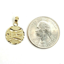 Load image into Gallery viewer, New 10k yellow Gold tiny baseball #1 player Pendant charm diamond cut sport 1g
