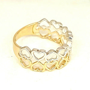 New 14k Gold woman's heart band ring two tone fine gift jewelry for women size 7