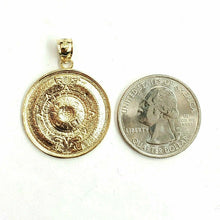 Load image into Gallery viewer, 14k yellow solid Gold Aztec Mayan sun calendar Azteca pendant jewelry 1.02" 3.5g
