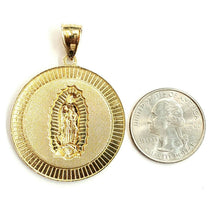 Load image into Gallery viewer, 10k yellow gold round virgin Mary Guadalupe pendant charm fine gift 1.44" 8.1g
