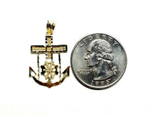 Load image into Gallery viewer, 10k yellow Gold anchor and wheel Pendant charm fine gift religious jewelry 1.4g
