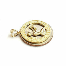 Load image into Gallery viewer, New 10k yellow Gold round Virgo zodiac sign Pendant charm astrology jewelry 2.3g
