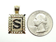 Load image into Gallery viewer, 10k two tone gold initial S pendant alphabet charm diamond cut fine jewelry 1.9g
