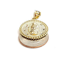 Load image into Gallery viewer, 10k yellow gold round virgin Guadalupe Pendant fine religious jewelry 0.97" 3.7g
