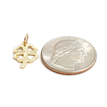 Load image into Gallery viewer, New 14k yellow Gold tiny clover leaf heart lucky Pendant charm fine jewelry 0.7g

