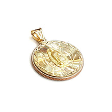 Load image into Gallery viewer, 14k yellow gold round virgin Mary Guadalupe religious pendant diamond cut 2.9g
