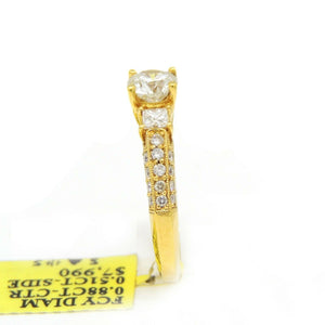 1.39Ct Natural Diamond 18k yellow Gold women Wedding Engagement Ring Size 6.75