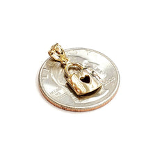 Load image into Gallery viewer, 14KT Yellow Gold tiny padlock with heart pendant charm gift Fine Jewelry 1.3g
