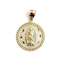 Load image into Gallery viewer, 10k yellow gold round virgin Guadalupe Pendant fine religious jewelry 0.97" 3.7g
