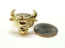 Load image into Gallery viewer, 10k yellow gold bull head zodiac Taurus men&#39;s Ring diamond cut jewelry Size 9
