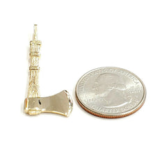 Load image into Gallery viewer, New 14k Yellow Gold Solid 3D AXE Pendant charm outdoor tool fine jewelry 3.6g
