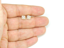 Load image into Gallery viewer, 14k yellow Gold 0.22Ct Round Diamond square stud Earrings Push Back Fastening
