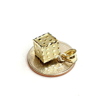 Load image into Gallery viewer, 10k yellow Gold 3D dice Pendant charm diamond cut gamble Vegas fine jewelry 2.6g
