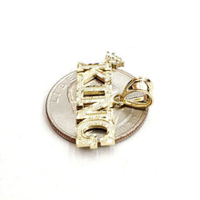 Load image into Gallery viewer, New 10k yellow Gold KING Crown word Pendant charm diamond cut fine jewelry 2g
