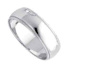 Men's Women's Solid 14K White Gold Milgrain Wedding Ring Band jewelry 6MM Size 6