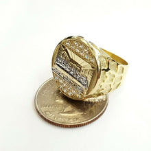 Load image into Gallery viewer, 10k two tone gold last supper religious men&#39;s Ring diamond cut jewelry Size 9.5
