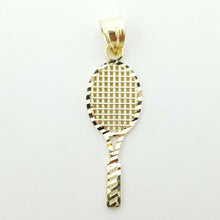 Load image into Gallery viewer, New 10k yellow gold tennis racket pendant fine sport gift jewelry unisex 0.9g

