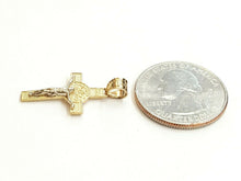 Load image into Gallery viewer, 14k gold two tone saint benedict san benito cross pendant religious jewelry 1.6g
