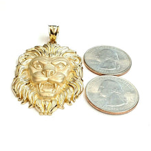Load image into Gallery viewer, 14k yellow solid Gold lion Leo head face zodiac Pendant charm fine jewelry 13.7g
