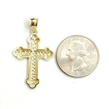 Load image into Gallery viewer, New 10k yellow gold nugget cross pendant charm fine jewelry religious gift 1.6g
