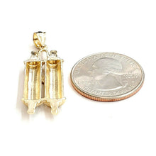 Load image into Gallery viewer, New 14k yellow gold tablets of law Hay Chay Jewish God Israel Torah pendant 4.9g
