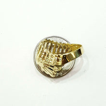 Load image into Gallery viewer, 10k yellow gold native American Indian chief head men Ring diamond cut Size 7.5
