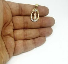 Load image into Gallery viewer, New 14k gold oval virgin Mary Guadalupe pendant charm fine gift jewelry 3.3g
