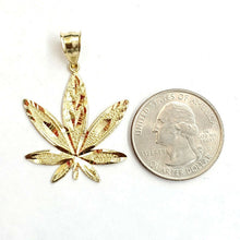 Load image into Gallery viewer, New 10k yellow gold marijuana leaf weed pendant diamond cut medical jewelry 2.7g
