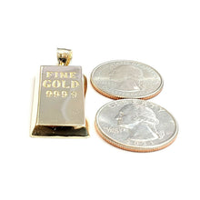 Load image into Gallery viewer, New 10k Yellow Gold 999.9 fine 3D gold bar brick bar Pendant charm jewelry 6.5g
