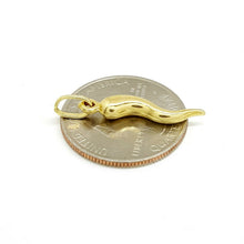 Load image into Gallery viewer, New 14k yellow gold 3D hollow horn lucky pendant charm fine gift jewelry 0.9g
