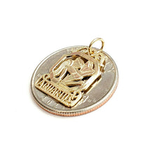 Load image into Gallery viewer, 14k yellow Gold Aquarius zodiac sign astrology Pendant charm fine jewelry 1.4g
