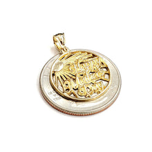 Load image into Gallery viewer, New 14k yellow Gold happy Mothers day round Pendant 0.72" gift fine jewelry 1.9g
