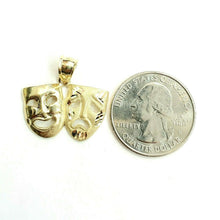 Load image into Gallery viewer, 10k yellow gold happy &amp; sad face theater pendant fine gift jewelry unisex 2.4g
