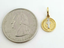 Load image into Gallery viewer, 14k gold two tone round saint Benedict San Benito pendant religious 0.39" 0.6g
