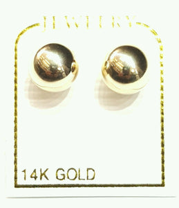 14k yellow Gold 8mm hollow ball earrings screw back fine gift jewelry for female