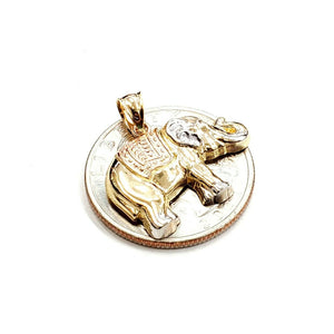 14k multi tone Gold elephant Pendant charm unisex good luck fine jewelry 2.2g