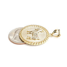 Load image into Gallery viewer, 10k yellow Gold round Goat Pendant charm diamond cut animal fine jewelry 5g
