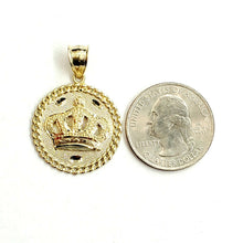 Load image into Gallery viewer, New 10k yellow gold round crown pendant charm fine jewelry gift diamond cut 4.2g
