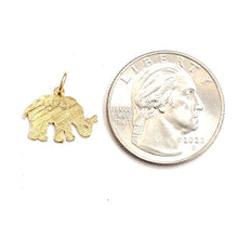 Load image into Gallery viewer, 14k yellow Gold tiny elephant Pendant charm unisex good luck fine jewelry 0.8g
