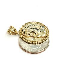 Load image into Gallery viewer, 10k yellow gold round Jesus face head pendant charm religious jewelry 0.97" 4.3g
