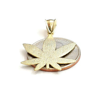 Load image into Gallery viewer, New 10k yellow gold marijuana leaf weed pendant diamond cut medical jewelry 2.2g
