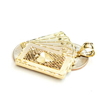 Load image into Gallery viewer, 14k yellow Gold royal flush spade A K Q J 10 poker cards Pendant jewelry 8.2g

