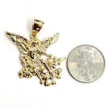 Load image into Gallery viewer, New 10k yellow gold saint Michael pendant charm fine religious gift jewelry 5.4g
