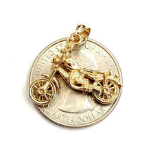 Load image into Gallery viewer, 14k yellow Gold 3D motorcycle Pendant charm sport bikers gift fine jewelry 3.5g
