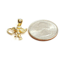 Load image into Gallery viewer, New 14k yellow Gold full body angel heart Pendant charm gift fine jewelry 1.8g
