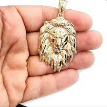 Load image into Gallery viewer, New 10k yellow solid Gold lion head face zodiac Pendant charm fine jewelry 9.6g

