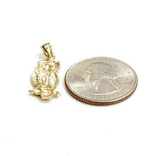 Load image into Gallery viewer, New 14k yellow gold owl bird good luck pendant charm gift fine jewelry 1.9g
