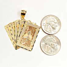 Load image into Gallery viewer, 14k yellow Gold royal flush spade A K Q J 10 poker cards Pendant jewelry 8.2g
